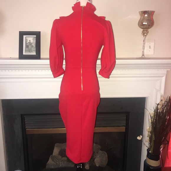 Good Time USA | Tomato Red Ruffle Midi Dress - Picture 5 of 6